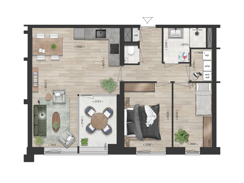 plattegrond appartementen 2 en 10